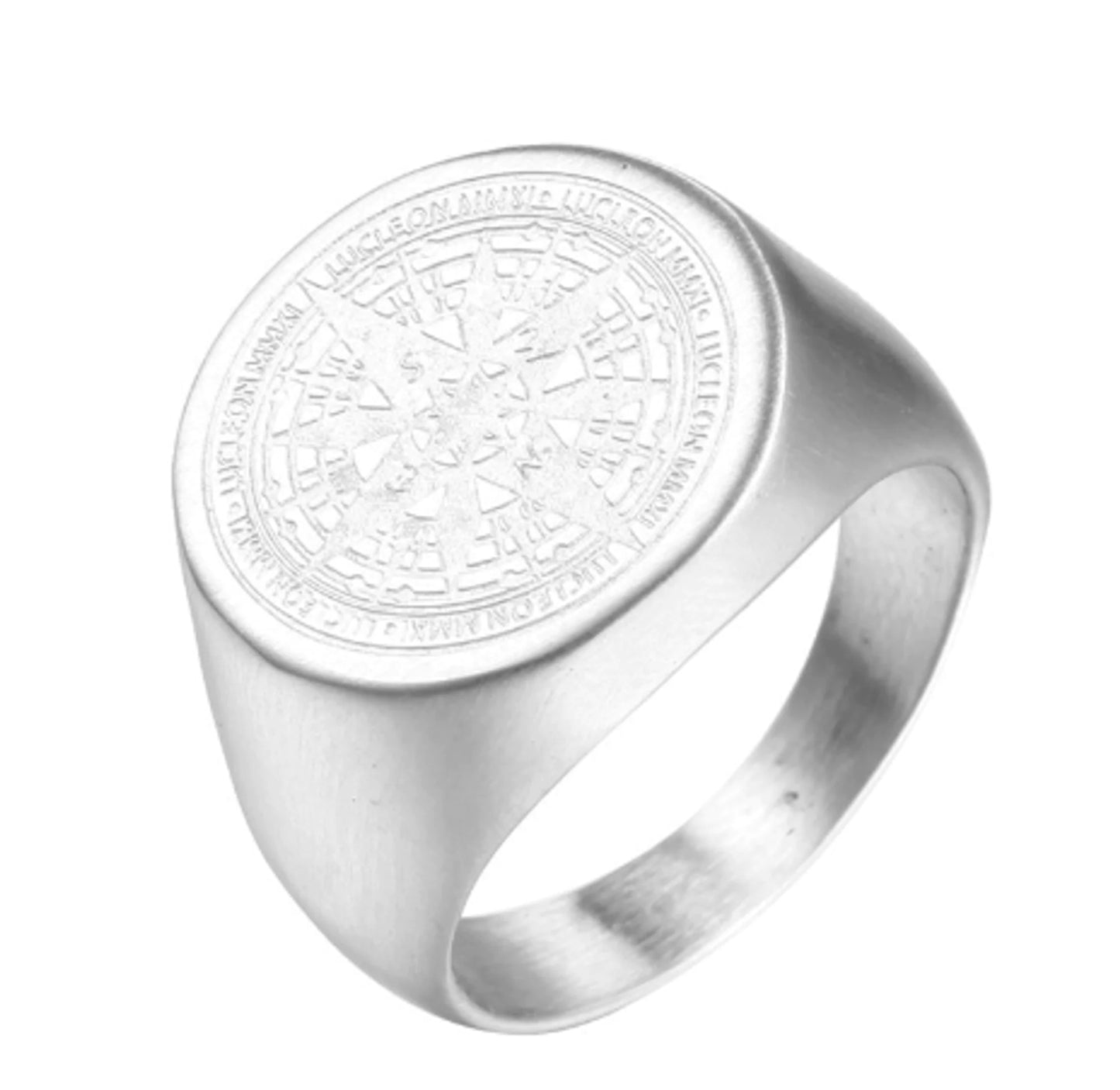 Mens Compass Ring Gold Stainless Steel