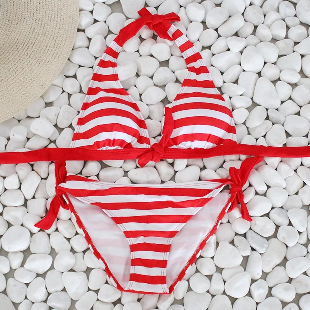 2020 Women's Striped Push-Up Bikini Swimwear