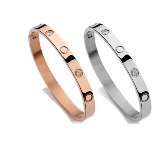 Love Forever Bangles With Crystal 18KGP/Rose Gold/Silver/Gold Overlay Cuff Bangles Fashion Crystal Women Men Love Bangles
